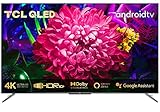 TCL 65C715 QLED Fernseher 165 cm (65 Zoll) Smart TV (4K Ultra HD, HDR 10+, Dolby Vision Atmos, Triple Tuner, Android TV, Hands-Free Voice Control, Google Assistant & Alexa, rahmenloses Metalldesign)