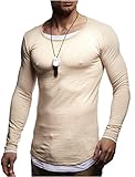 Leif Nelson Herren Pullover Rundhals-Ausschnitt Schwarzer Männer Longsleeve dünner Pulli Sweatshirt Langarmshirt Crew Neck Jungen Hoodie T-Shirt Langarm Oversize LN8171 Beige Larg