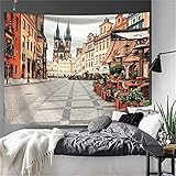 YYRAIN Nordic Polyester Tapisserie Ländliche Stadt Wohnzimmer Schlafzimmer Dekoration Wandbehang Bankett Dekoration Hintergrund Tuch Multifunktionale Tischdeck