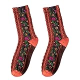 A-YSJ Strümpfe Klassische Frauen Socken Blumen Kleid Socken Mädchen Famal Nette Socken Frühling und Herbst Socken Socken for Frauen Mode Nette Socken (Color : C2, Size : L)