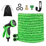 LucaSng Flexibler Gartenschlauch 30M, 100FT Flexischlauch Gartenschlauch Flexi Wonder, Wasserschlauch Gartenteich Schlauch Dehnbar mit 10 Funktion Garten Spritzpistole für Gartenbewässerung