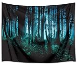 HVEST Wandbehang mit Spukwald-Motiv 'Geist versteckt hinter den Bäumen' Wandbehang, gruseliger Wald, Wandteppich, für Schlafzimmer, Wohnzimmer, Wohnheim, Party-Dekoration, 230 x 180 cm (B x H)