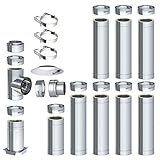 H&M DW New-Line Schornstein-Paket 8,7m Ø 150mm Edelstahl Bausatz doppelwandig 25mm Isolierung 0,5mm Wandstärke Design Aussen-Kamin Set Holz-Ofen Kamin-E