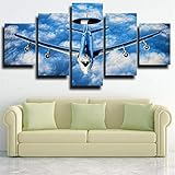 PYRO Leinwand Wandkunst, 5 StüCk Poster Avions Militaires AWACS Aircraft E-3 Bleu Autoplakat Malerei Hd öLgemäLde Kunst Rahmen Auf Leinwand Wandbilder for Wohnzimmer Hauptdekoration 100x55