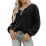 KeYIlowys Herbst Und Winter Neue Pullover Mode V-Ausschnitt Langarm Lose Strickpullover Einfarbig Damenbekleidung