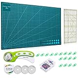 eletecpro A3 Schneidematte Set inkl. Rollschneider, Schneideunterlage, Patchwork Lineal, 20 Stoffklammern,100 Stück Stecknadeln, 3 Ersatzklinge, Stoffschneider Set für Nähen DIY Handarbeit B