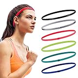 Jusduit Sport Stirnband Dünn,6 STK Antirutsch Elastische Stirnbänder für Herren und Damen,Sport Haarband Dünn für Erwachsene,Kinder,Yoga,Laufen,Wandern,Fahrrad,Tennisb