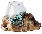 Geschenk Deko Gamal Wurzelholz B-Ware Glasvase Ø Glas 11-12 cm Wurzel Holz Teakholz Vase Glas SS