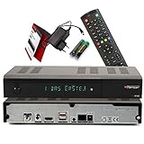 Red Opticum AX Atom 4K UHD digitaler Satellitenreceiver mit PVR Aufnahmefunktion - alphanumerisches Display / HDMI / 2X USB 2.0 / RJ45 LAN-Ethernet Port / Coaxial Audio Out / 12V Netzteil, schw