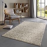 Taracarpet Skandi Landhaus Teppich Hand-Web-Teppich aus hochwertiger Schurwolle 2700 Gramm/qm beidseitig legbar echte Handarbeit Braun Beige Meliert 070x140