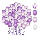 Luftballons Lila, NHHEO 60 Stück Luftballons Flieder, Luftballons Mit Konfetti GefüLlt für Party Deko Luftballons Hochzeit Junge Kinder Geburtstag Partyballons (Lila)