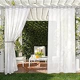 MIULEE 2er Set Sheer Voile Wasserdichter Vorhang mit Ösen Transparente Optik Gardine aus Voile Polyester Ösenschal Transparent Wohnzimmer Fensterschal für Schlafzimmer 140 X 160 cm (B x H), Weiß