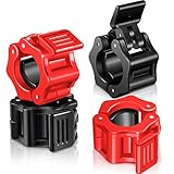4 Stücke Langhantel Klemmen rutschfest Schnell Lösbare Langhantel Kragen Clips Verriegelung Platten Kragen Clips für Workout Gewichtheben Fitness Training Zubehör (Rot, Schwarz, 30 mm)