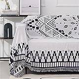 JHGF Sofa-Decken, geometrische gestrickte Quasten-Decke leichte warme Couch-Sofa-Handtuch zum Fernsehen oder Nickerchen auf dem Bürostuhl, 230 * 330 cm (130 * 180 cm)