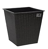 GARTENFREUDE 31 Liter Pflanzkübel Pflanzgefäße Blumenkübel Blumentopf für Blumen etc. aus Polyrattan 32 x 32 x 32 cm, wasserdichter Kunststofftopf, bicolour b