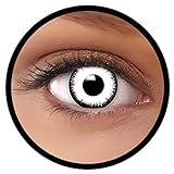 Farbige Kontaktlinsen weiß Vampir MIT STÄRKE | Ideal für Halloween, Karneval, Fasching oder Fastnacht | Inklusive Behälter von FXEYEZ | In verschiedenen Stärken als 2er Pack