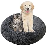 MOZTBH Hundebett, Rundes Haustierbett Plüsch Waschbares Abnehmbar Katzenbett Hundehaus Warme Weiche Doughnut-Form Hund Bett-Light Coffee||Ø 50cm/20