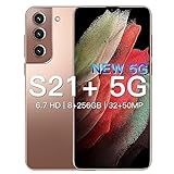 ULOHAN S21+ 5G Smartphone ohne Vertrag, 32mp + 50mp AI-Kamera Android Handy, 6.7 Zoll HD Display, Starker 6800mAh Akku, Dual SIM, 8+256GB (Color : Bronze)