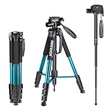 Neewer Tragbarer 177 Zentimeter Aluminium Legierung Kamera Stativ Einbeinstativ mit 3-Wege-Drehgelenk Pan Head, Tasche für DSLR-Kamera, DV Video Camcorder, belastbar bis 4 Kilogramm blau (sab264)