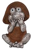 Dehner Dekofigur Frosch Leonas mit Solar, kaltweiß, 38 x 25 x 23 cm, Magnesia, Kup