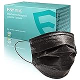 50 Stück OP Masken schwarz CE zertifiziert Typ IIR,MADE IN EU,medizinischer Masken Mundschutz schwarz, flitereffiziente Einwegmasken,3-lagige atmungsaktive Maske mit V