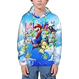 3D-Druck Su-Per Poster Ma-Rio Hoodie Jungen und Mädchen Sweatshirts, Sport Hoodies,Jugend Hoodie Urlaub Neujahr Geschenk Kapuzen, Schwarz 3, S