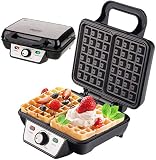Waffeleisen | 1600 Watt | Waffelautomat | Elektrogrill | Wafflemaker | Paninigrill | Waffeltoaster | Waffle Maker | (Silber/Schwarz)