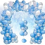 Frozen Luftballons Girlande, 119pcs Frozen Luftballon Girlande Set mit Schneeflocken Konfetti Ballon für Frozen Geburtstag Party Winter Wonderland Schneeflocke Party Prinzessin Mädchen Party Dek