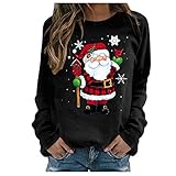 Pullover Damen Lang Warm Einfarbig Weihnachtspullover Leicht Angenehm Winterpulli Gefüttert Dicker Sweater Xmas Outwear Vintage Julfest Kleidung Weihnachtskleid Ob