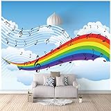 Tapete 3D Wandbild Blauer Himmel Regenbogen Musiknote Fototapete 3D Effekt Vliestapete Wohnzimmer Schlafzimmer Wanddek