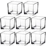 6*6*6CM Glasvase, Glaswürfel, Dekoglas Cube, Quadratischen Glasvasen Eckig Würfel Blumenvase Kerzenhalter, Perfekt als Hochzeitsdekoration 8PCS