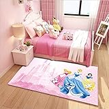 Schlafzimmer Kinderteppich, Rosa Anime Prinzessin Schloss Mädchen Bett Dekorativen Teppich, Rechteckige Rutschfeste Bodenmatte 120cmx170