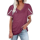 VESNIBA T Shirt Damen Kurzarm Kurzärmeliges Sexy Tops Sommerbluse Strandtunika Sommer Sommer Oberteile Poloshirt Elegante Kleider Pullover 90Er Jahre O