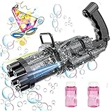 Seifenblasenpistole mit LED Licht Seifenblasenmaschine Seifenblasenkanone Hochzeit Bubble Gun Seifenblasen Spielzeug Blasenmaschine Seifenblasen Pistole Luftblasen Fasching 100+ Blasen in 5 Sek