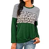 Damen Langarm Rundhalsausschnitt Raglan T Shirts Damen Farbblock Lässig Tunika Oberteile Ärmeloberteil Herbst Rundhals T-Shirt Sweatshirt Farbe Gestreifte Leoparden Tunika Oberteile Lounge W