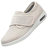 Diabetiker-Hausschuhe Mit Verstellbarem Klettverschluss,Diabetische ，pelzgefütterte Komforthausschuhe für Damen weite Passform Damen,Beige▁43