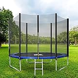 Sapphome 2,4 m hohe Spezifikation mit Sprungblatt, Sicherheitsnetzen, Leiter und Anker-Set, Outdoor-Trampolin für Erwachsene/