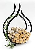 DanDiBo Kaminholzregal Innen Schwarz Kaminholzständer Flamme 78 cm Holzkorb Kaminholzhalter Feuerholzregal Holzreg