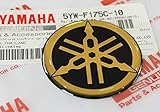 Ganz Neue 45mm Durchmesser Yamaha Stimmgabel Aufkleber Emblem Logo Schwarz Gold Erhöht Gewölbt Gel Harz Selbstklebend Motorrad Jet Ski /Atv / Schneemob