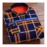 SKYROPNG Heavy Weight Fleece Shirt - Karierter Streifendruck Verdickung Business-Hemd, Flanell Winter Langarm Lässiges Button-Down-Oberteil, Western Warm Sherpa Jacke,Style 8,M