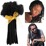 30 Stränge Jet Black Echthaar Dreadlock Extensions Handgefertigte Locs 100% Echthaar Dreadlock Extensions für Mann/Frauen Voller Kopf kann gefärbt, gekräuselt und gebleicht (Naturschwarz, 8 Zoll)