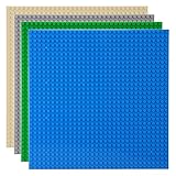 Celawork Bauplatte für Classic Bausteine,Grundplatte,Kompatibel mit Allen gängigen Marken, 25.5*25.5cm Platten-Set für Kreatives Spielen, Lernspielzeug (4pcs (Blau,Grau,Grün,Sand))