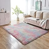 Teppich Wohnzimmer, 2021 Neuesten Regenbogen Hochflor Teppich, Rutschfester Langflor Shaggy Teppich 160x230, Flauschiger Teppiche für Wohnzimmer, Schlafzimmer, Kinderzimmer, Heimdek