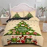 CCBAO 3D-Bettwäsche-Set Doppelbett Bettbezug Weihnachtsbaumdruck Innen Weich 3-Teiliges Set Mit 2 Kissenbezügen Geeignet Für Schlafzimmer Zu Hause Hotel 200x200