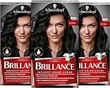 Brilliance Intensiv-Color-Creme 890 Schwarz Stufe 3 (3 x 160 ml), dauerhafte Haarfarbe mit Diamant-Glanz-Effekt & Pflege-Conditioner, 10 Wochen Farb