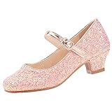 EIGHT KM Mädchen High Heel Kleid Schuhe Mary Jane Prinzessin Hochzeit Party Pumps Schuhe für Kinder Kleinkind, Aschenputtel Pink, 38/38.5 EU