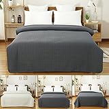 WOLTU Tagesdecke Bettüberwurf 240x260 cm Dunkelgrau Steppdecke Patchwork Wendedesign Kariert, Bettdecke Stepp Decke Doppelbett unterfüttert und Gestepp