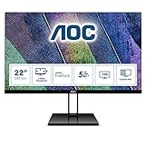 AOC 22V2Q - 22 Zoll FHD Monitor, FreeSync (1920x1080, 75 Hz, HDMI, DisplayPort) schw