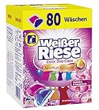 Weißer Riese Color Duo-Caps (80 Waschladungen), Aromatherapie Orchidee & Sandelholz, ergiebige Waschmittel Caps für Familien, Colorwaschmittel extra stark gegen Fleck