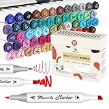 Mancola 60 Farben Marker Stifte Set , Alkohol Markers für Illustration, Architektur, Design, Anime, Manga, Graffiti, für Kinder, Studenten, Künstler MA-MK60